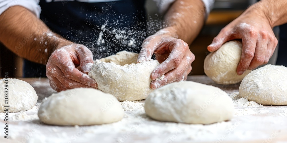 Baker Kneading Dough Fresh Bread Baking Artisan Baker White Flour Bread Making Baker Baker Kneading Dough Fresh Bread Baking Artisan Baker White Flour Bread Making Baker