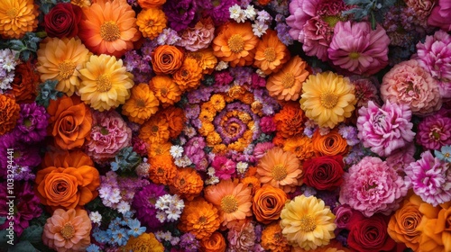 Wallpaper Mural Colorful floral arrangement with roses, peonies, and vibrant blooms Torontodigital.ca