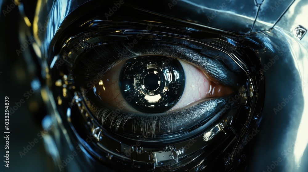 Close-up of a robotic eye. Close-up of a robotic eye.