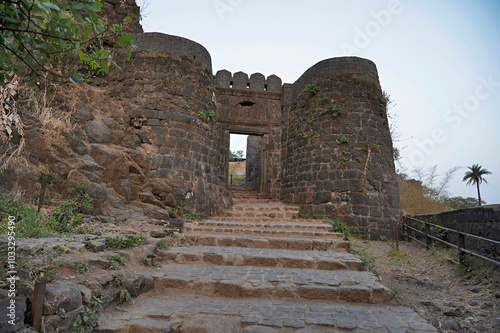 Pune Darwaja of Sinhagad Fort, located in Pune, Maharashtra, india