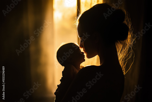 A woman holds a baby in her arms