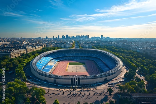 stadium Luzhniki in the late evening. Lights of night Moscow and one of the most important city highways. photo