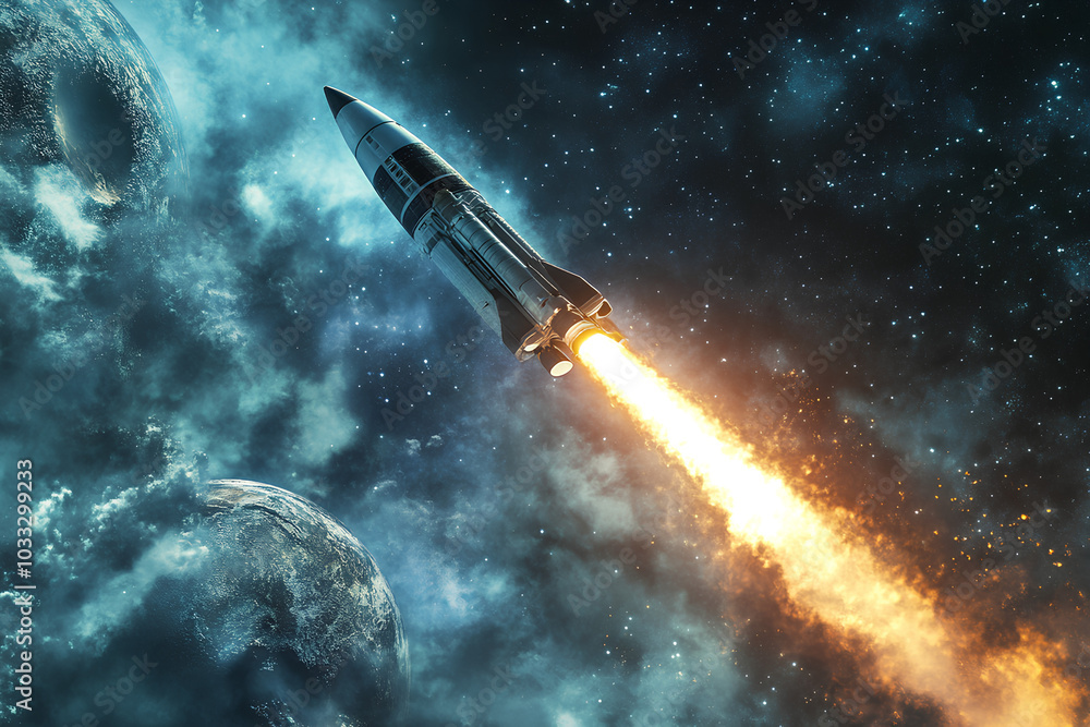 Space rocket launch. 3d render Space rocket launch. 3d render