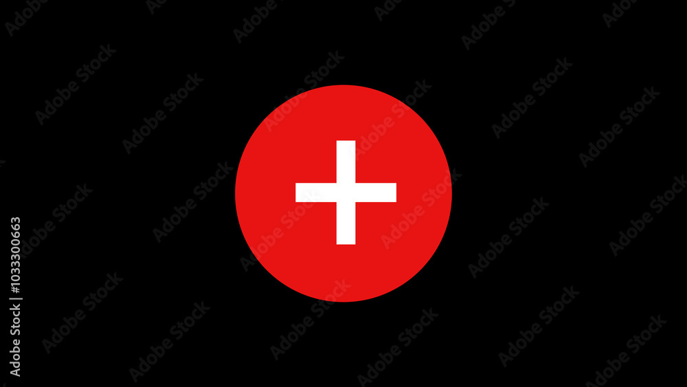 Red color pluss icon and black background Red color pluss icon and black background
