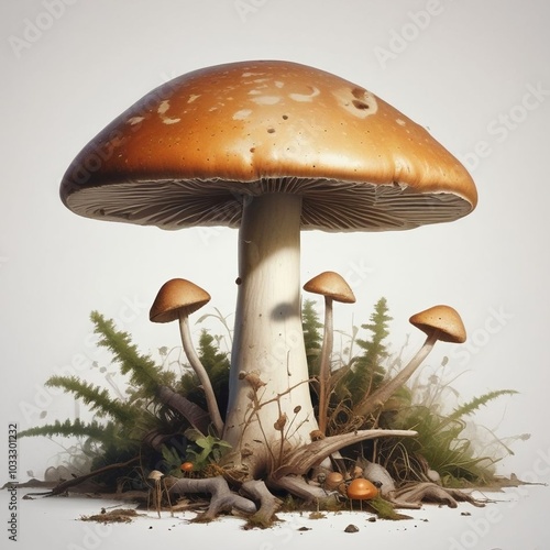 Mushroom Vegetable. Cartoon Healthy Food. T-shirt print design