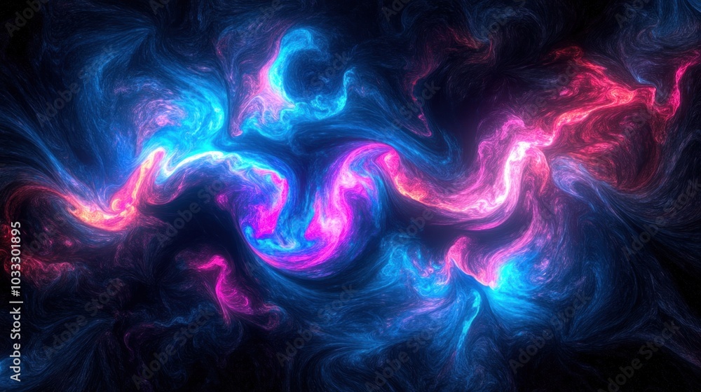 Abstract swirling blue and pink energy on black background. Abstract swirling blue and pink energy on black background.
