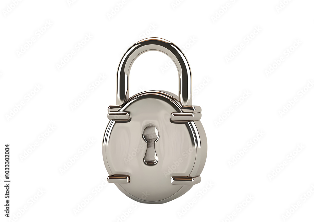 Shiny Silver Padlock 3D Render Isolated On White Background. Isolated on transparent background Shiny Silver Padlock 3D Render Isolated On White Background. Isolated on transparent background