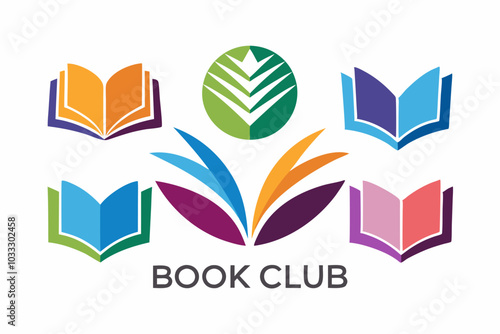 Minimalist book club logo collection with abstract designs for creative branding