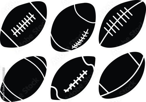 Rugby ball vector icon set illustration.