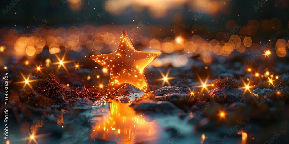 Glowing Star on the Ground: A Nighttime Enchantment. Glowing Star on the Ground: A Nighttime Enchantment.