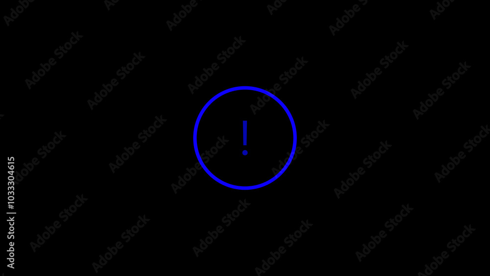 blue glowing Caution icon animation black background blue glowing Caution icon animation black background