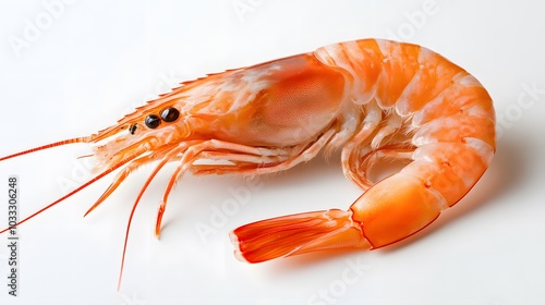 Fresh Vannamei shrimp, whiteleg shrimp, Pacific white shrimp or king prawn isolated on white. 