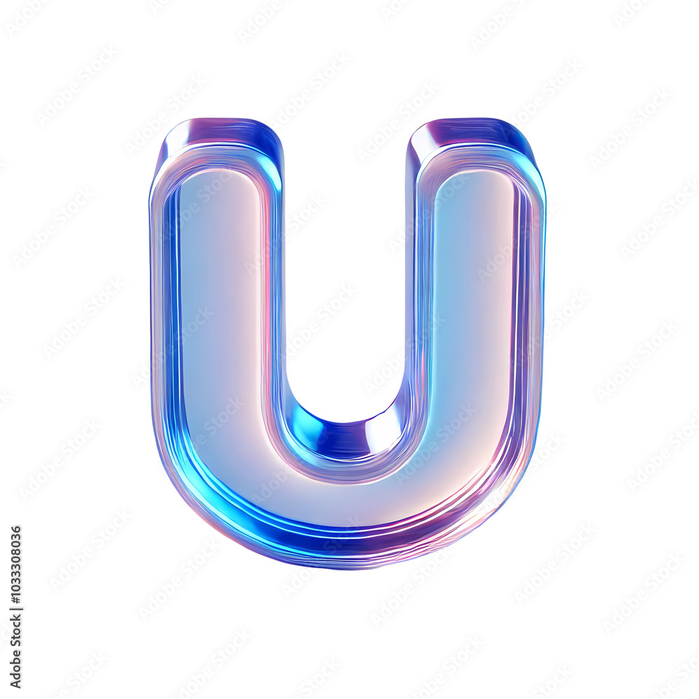 3d blue letter U 3d blue letter U