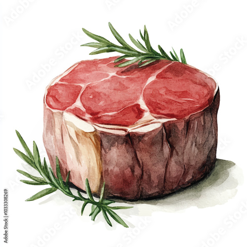 Beef food watercolor clipart illustration