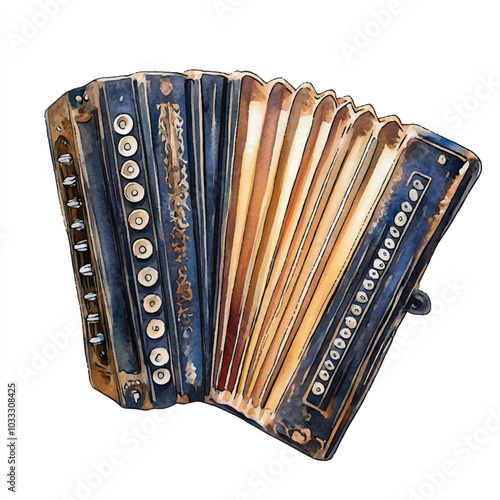 Accordion watercolor clipart illustration
