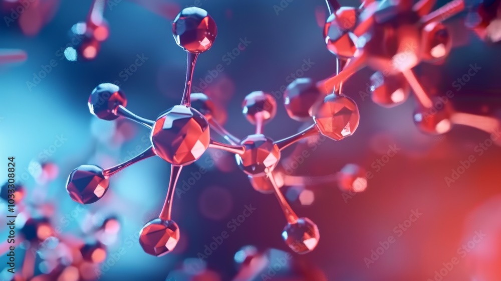Complex Molecular Structures with Glowing Connections and Bokeh Complex Molecular Structures with Glowing Connections and Bokeh