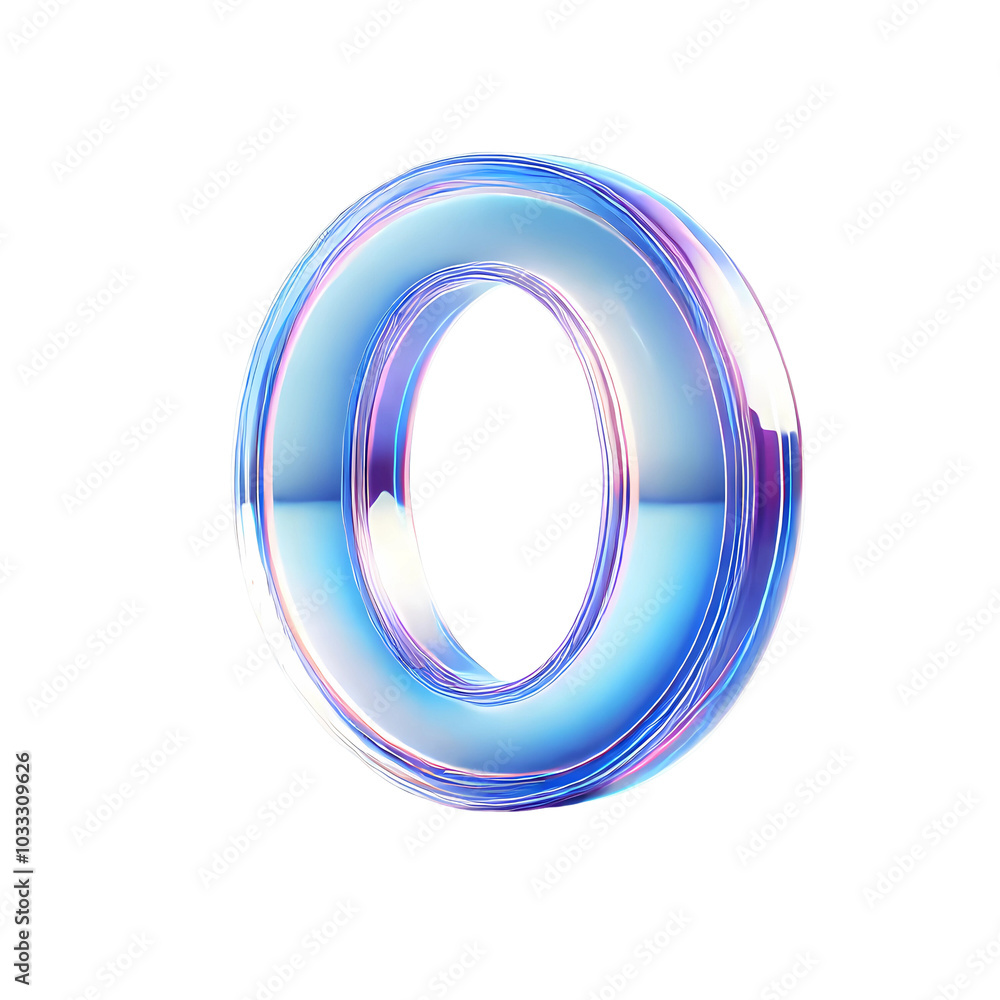 3D blue letter O