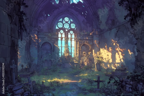 Wallpaper Mural A haunted cottage with a spooky garden and a black cat, cozy vibe, Generative AI  Torontodigital.ca