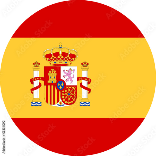 round Spain flag illustrator national of vector