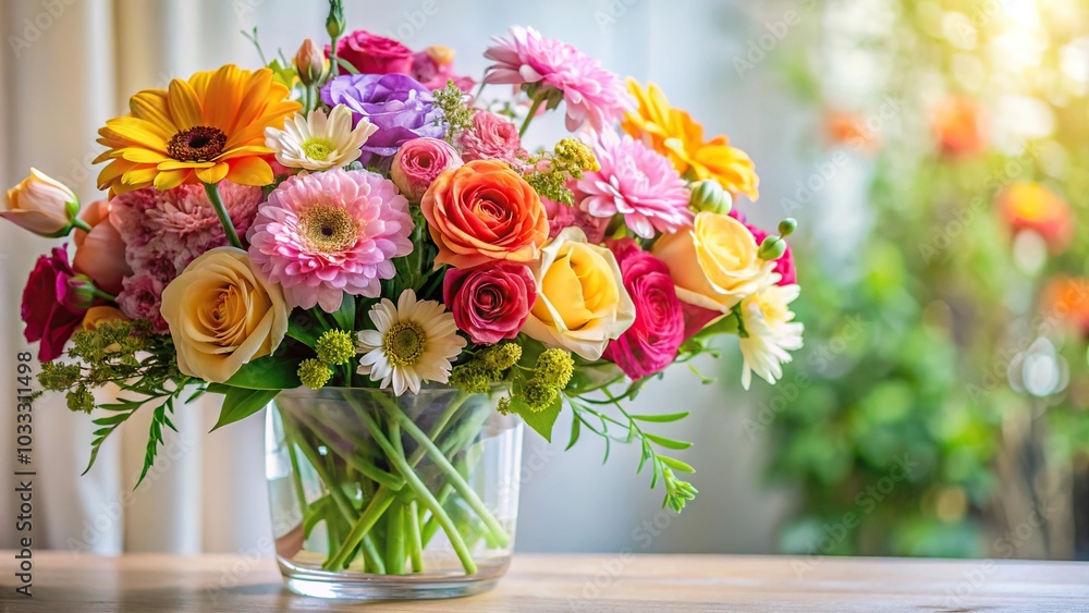 Bouquet of flowers in a vase with a notebook Macro Bouquet of flowers in a vase with a notebook Macro