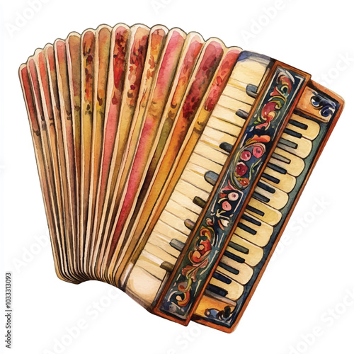 Accordion watercolor clipart illustration