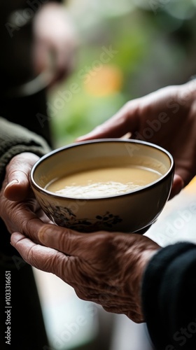 Elderly Hands Feeding Soup