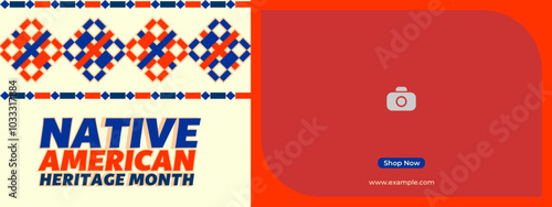 Native American Heritage Month. Banner vector design with ornament geometric for greeting, advertising, promotion, campaign. photo