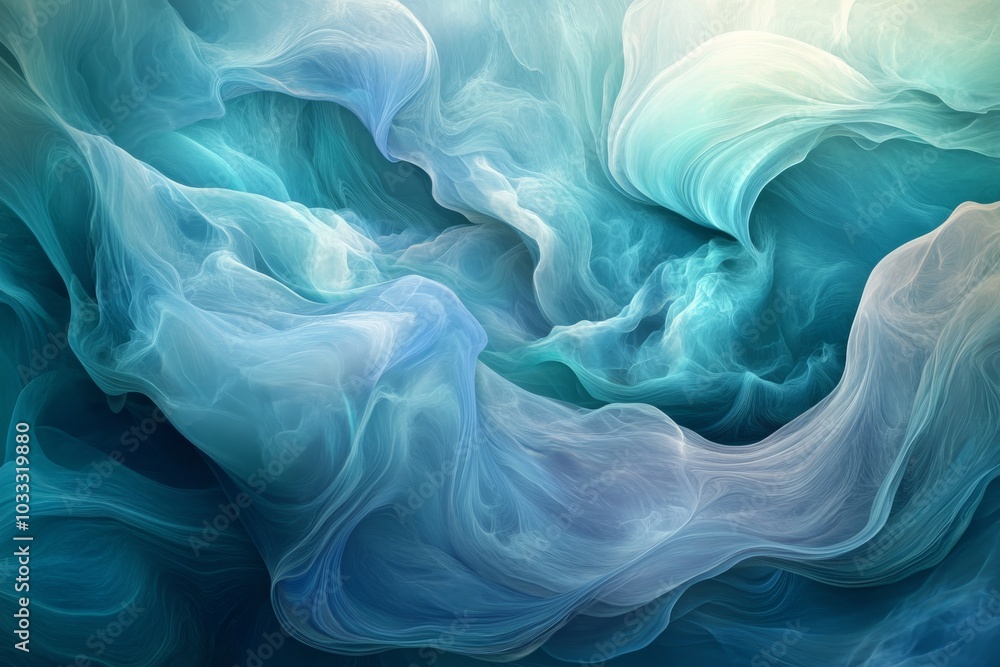 Obraz premium Abstract Blue and White Swirling Background with Flowing Lines and Waves