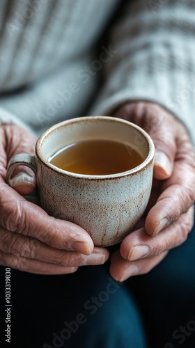 Close-up of Hands Holding a Cup of Tea