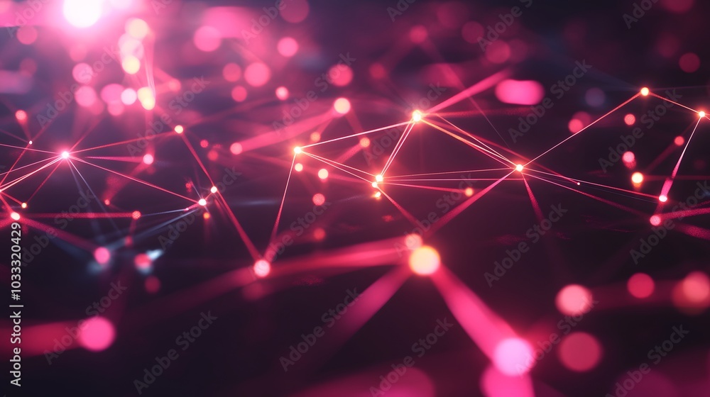 Abstract Red Network with Glowing Points Abstract Red Network with Glowing Points