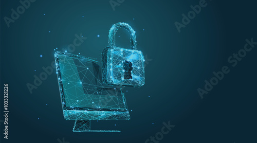 Lock protection computer screen line drawing