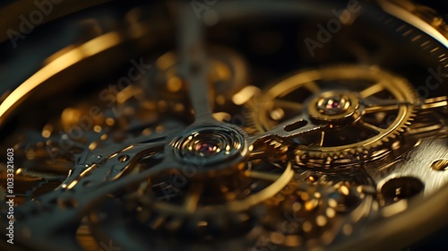 Intricate dismantled mechanical watch with detailed gears and springs on dark background, symbolizing precision and complexity in teardown analysis. photo