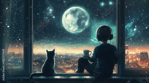 Melodies of the Night: A Boy, His Cat, and the City Sky