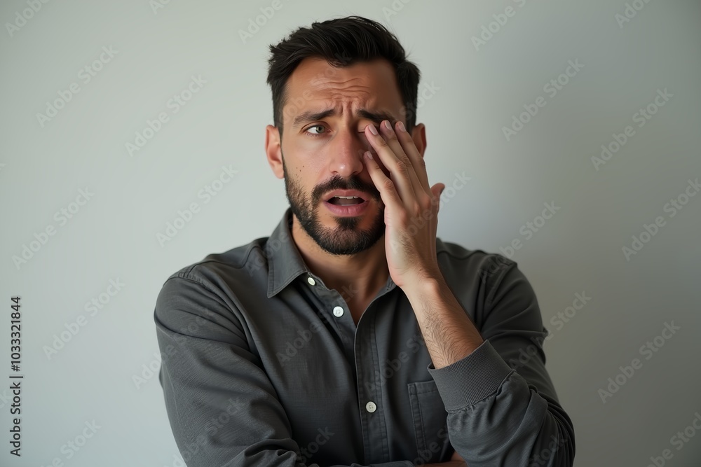 A man who feels uncomfortable A man who feels uncomfortable