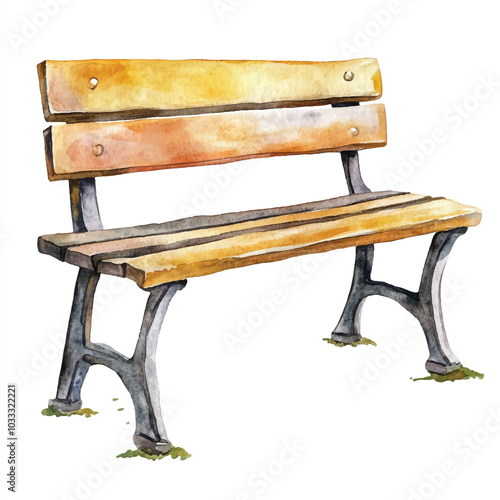 Bench watercolor clipart illustration