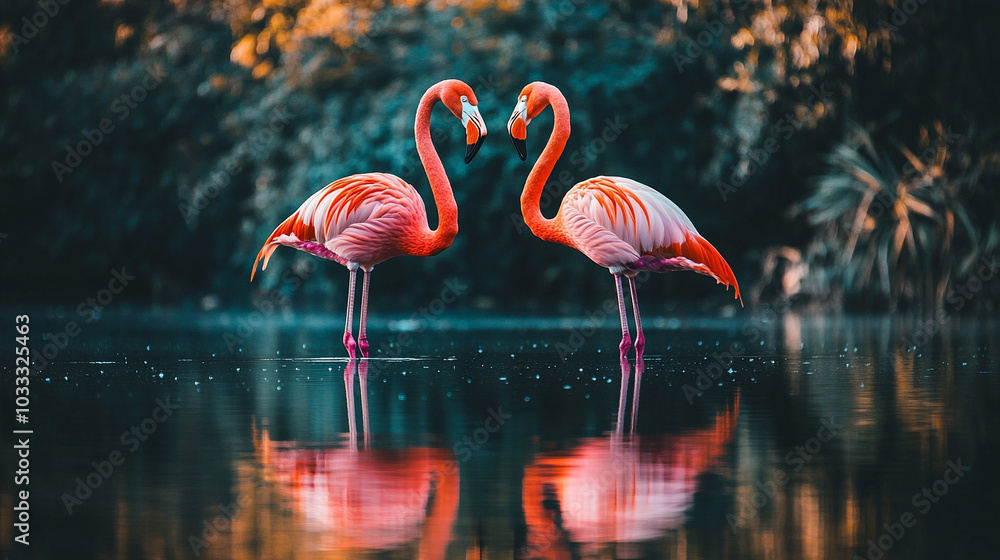 Fototapeta premium Flamingo standing on the river