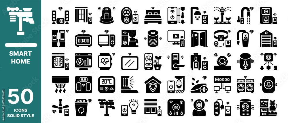 Smart home icon pack solid style Smart home icon pack solid style
