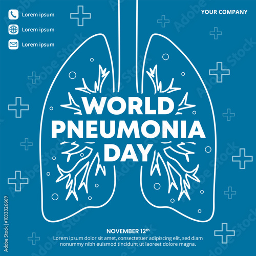 World Pneumonia Day background with illustration of lung