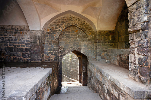 Entrance gate of Wadi fort, also known as Wadi Cha Killa or Vetalvadi fort, located near Soygaon, Maharashtra, India photo