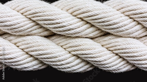 Close up of White Braided Rope Texture Nautical Background Natural Fiber Macro Photogra