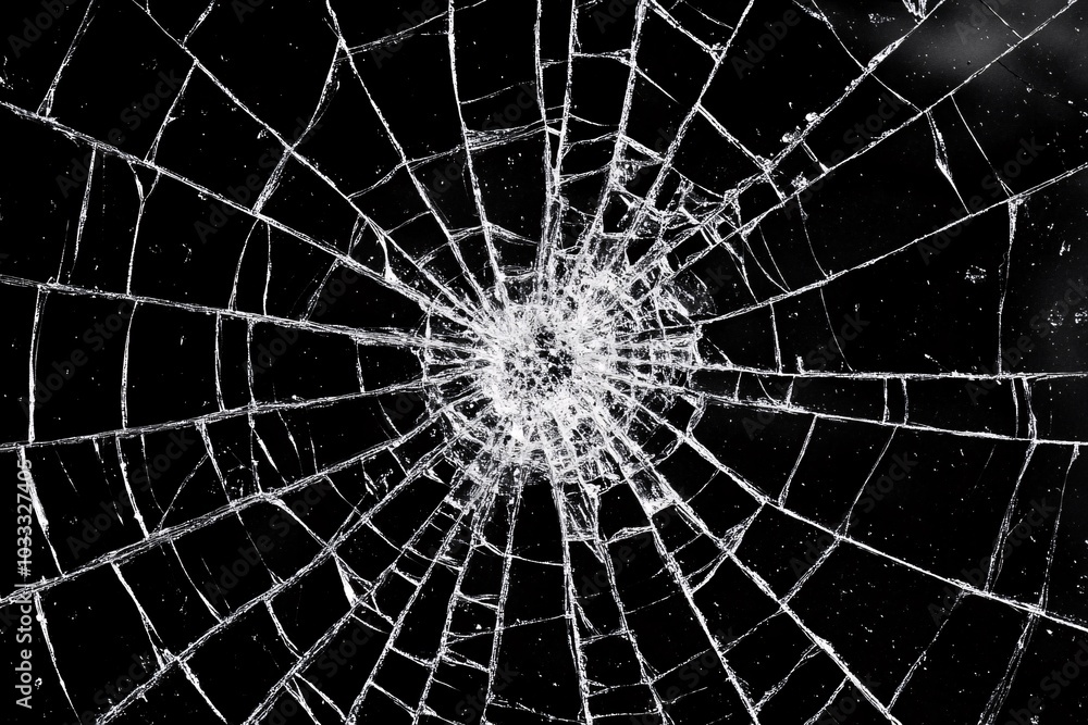 Fototapeta premium Broken Glass Texture: Abstract Black and White Background