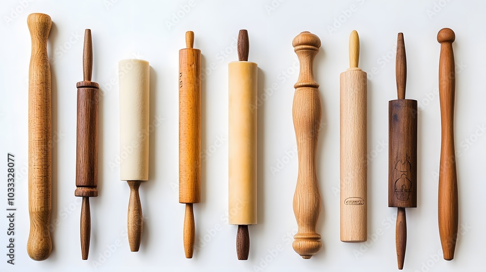 Collage of rolling pin on white background. Collage of rolling pin on white background.