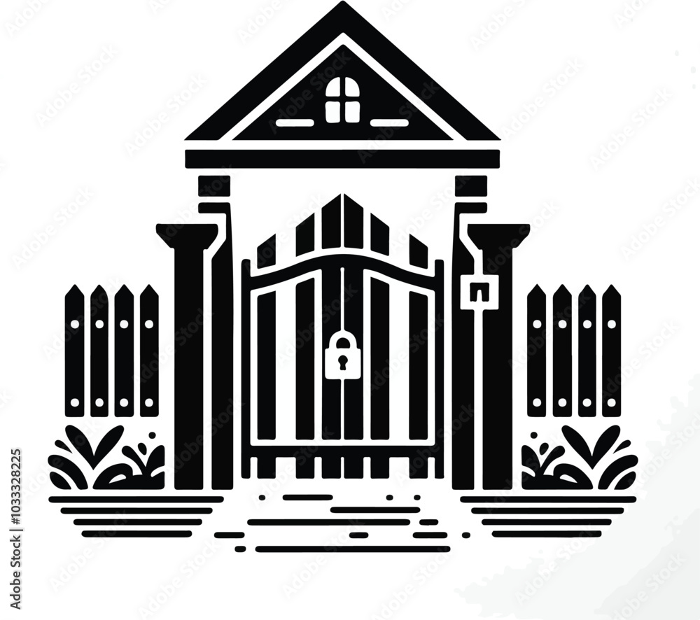 house gate black vector house gate black vector