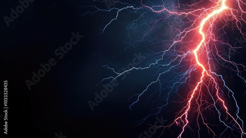 Stunning lightning strike against a dark background, showcasing the raw power and beauty of nature's electrical display.