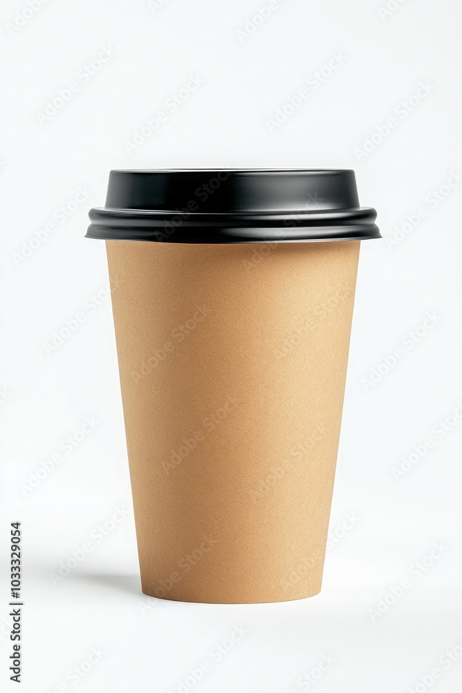Brown Paper Coffee Cup with Black Lid Brown Paper Coffee Cup with Black Lid