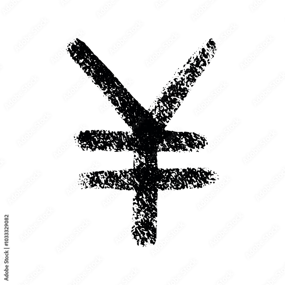 Obraz premium Hand drawn yen currency symbol. Brush stroke doodle. Single element for design