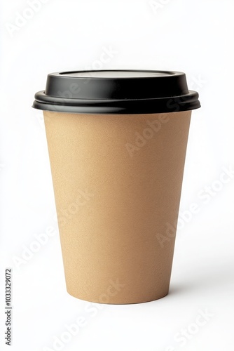 Brown Paper Coffee Cup with Black Lid