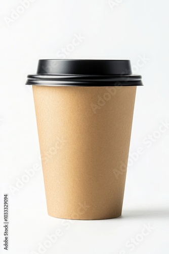 Brown Paper Coffee Cup with Black Lid