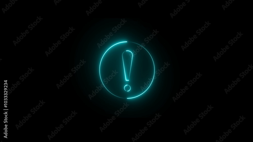 Neon circle warning sign icon illustration. danger warning important sign on black background. Neon circle warning sign icon illustration. danger warning important sign on black background.