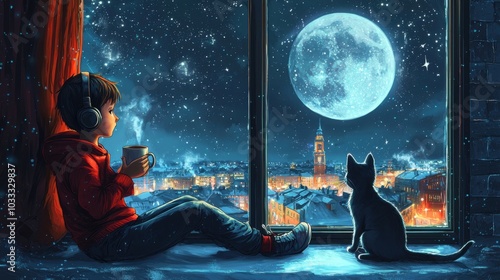 Melodies of the Night: A Boy, His Cat, and the City Sky